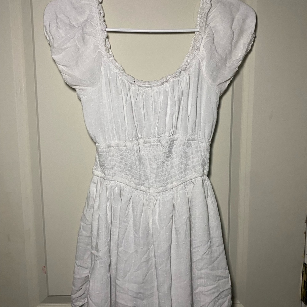 Hollister White Ruffled Dress